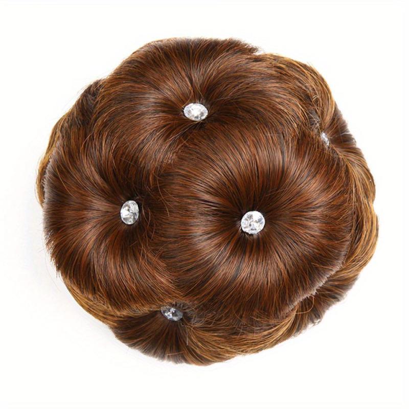 Synthetic Claw Clip In Hair Bun Nine Flower Chignon Updo Donut Hairpiece