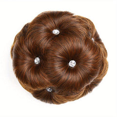Synthetic Claw Clip In Hair Bun Nine Flower Chignon Updo Donut Hairpiece