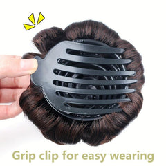 Synthetic Claw Clip In Hair Bun Nine Flower Chignon Updo Donut Hairpiece
