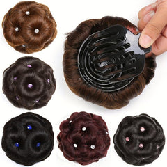 Synthetic Claw Clip In Hair Bun Nine Flower Chignon Updo Donut Hairpiece