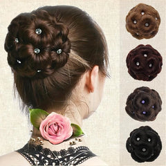 Synthetic Claw Clip In Hair Bun Nine Flower Chignon Updo Donut Hairpiece