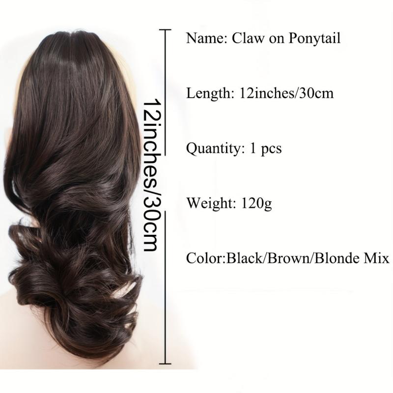 Short Curly Claw On Ponytail Hairpiece with Jaw Claw Synthetic Pony Tail