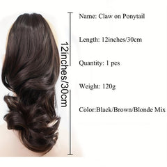 Short Curly Claw On Ponytail Hairpiece with Jaw Claw Synthetic Pony Tail