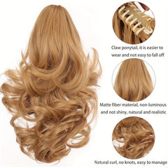 Short Curly Claw On Ponytail Hairpiece with Jaw Claw Synthetic Pony Tail