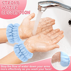 8 Pc Microfiber Wrist Wash Towel Band for Face Washing - Absorbent Sweatband