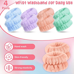 8 Pc Microfiber Wrist Wash Towel Band for Face Washing - Absorbent Sweatband