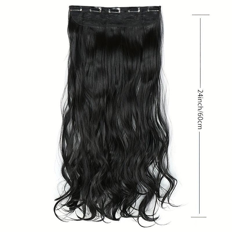 Long Curly Wavy Hair Extensions 5 Clips Synthetic Fiber Hairpieces