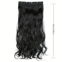 Long Curly Wavy Hair Extensions 5 Clips Synthetic Fiber Hairpieces