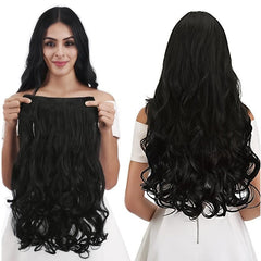 Long Curly Wavy Hair Extensions 5 Clips Synthetic Fiber Hairpieces