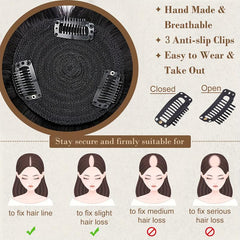 Human Hair Topper with Hair Bangs for Women 100% Real Human Hair