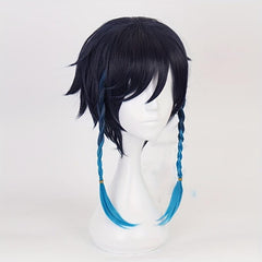 Short Straight Wig With Bangs Braided Pigtails Synthetic Wig Anime Cosplay Wig