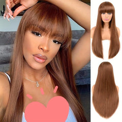 Colorful Long Straight Synthetic Wig With Bangs for Halloween Cosplay