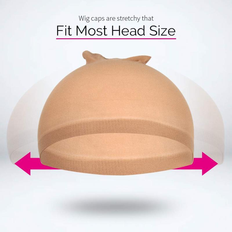 2 Pack Stretchy Light Brown Stocking Wig Caps for Women