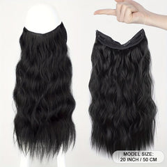 Invisible Wire Hair Extensions Transparent Wire Long Wavy Synthetic Hairpiece