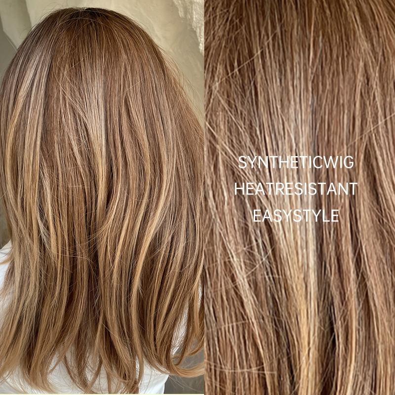 Short Ombre Brown Mixed Blonde Bob Wigs For Women