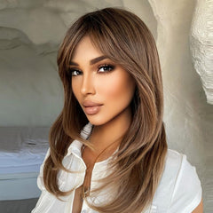 Short Ombre Brown Mixed Blonde Bob Wigs For Women