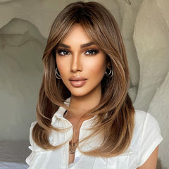 Short Ombre Brown Mixed Blonde Bob Wigs For Women