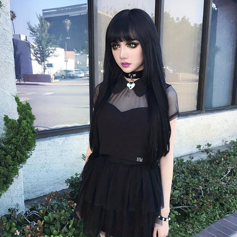 Long Curly Synthetic Wig With Bangs for Halloween Cosplay