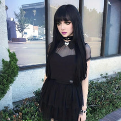 Long Curly Synthetic Wig With Bangs for Halloween Cosplay