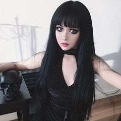 Long Curly Synthetic Wig With Bangs for Halloween Cosplay