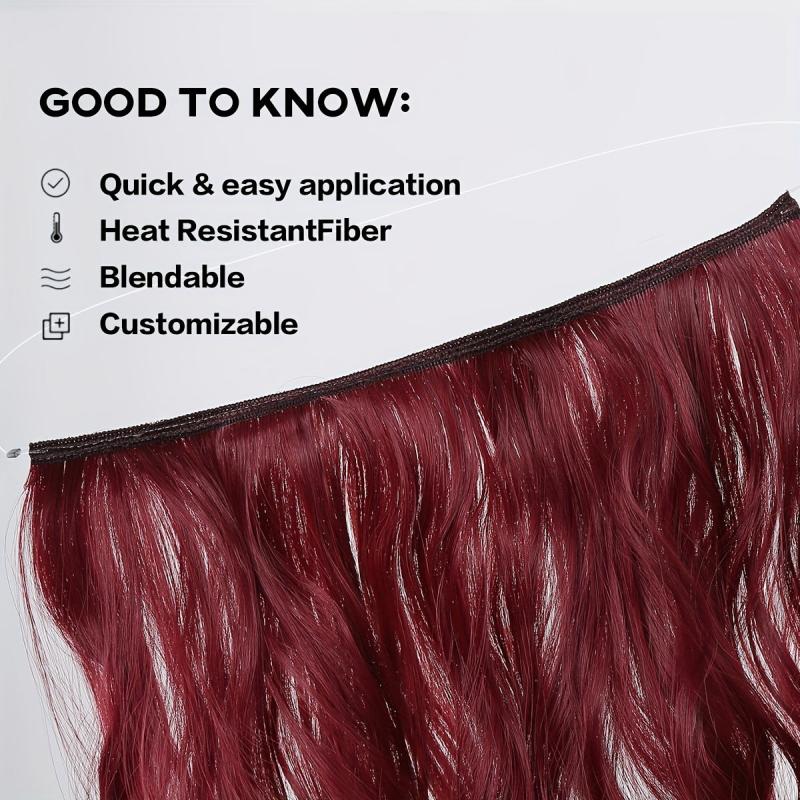 Long Curly Wavy Hair Extensions 55-88 cm Invisible Wire for Women