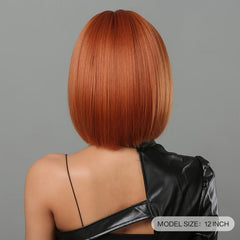 Ginger Short Bob Straight Synthetic Bangs Wig