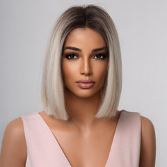 Ginger Short Bob Straight Synthetic Bangs Wig