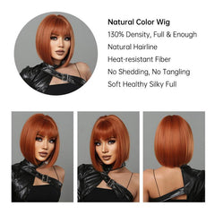 Ginger Short Bob Straight Synthetic Bangs Wig