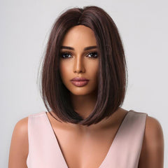 Ginger Short Bob Straight Synthetic Bangs Wig