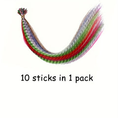 10pcs Synthetic Feather Hair Extensions Mixed Colored Stripe Wig 40-64 cm