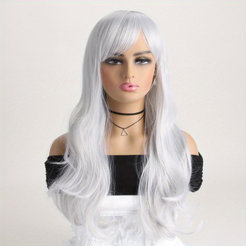Blonde Body Wave Wig with Bangs Synthetic Heat Resistant