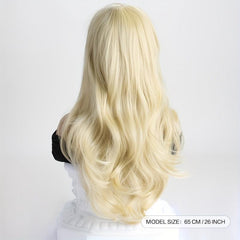 Blonde Body Wave Wig with Bangs Synthetic Heat Resistant