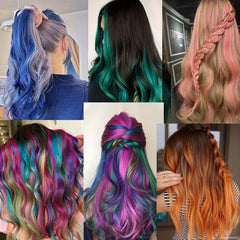 5Pcs Hair Extensions Party Highlights Wavy Hairpiece Clip In Synthetic Streak