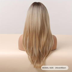 Blonde Straight Layered Hair Wigs With Bangs