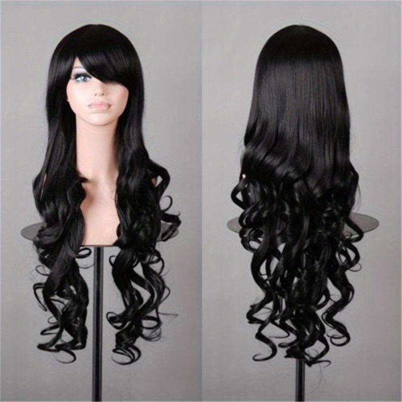Colorful Long Curly Synthetic Wig With Bangs Heat Resistant