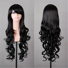 Colorful Long Curly Synthetic Wig With Bangs Heat Resistant