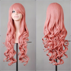 Colorful Long Curly Synthetic Wig With Bangs Heat Resistant