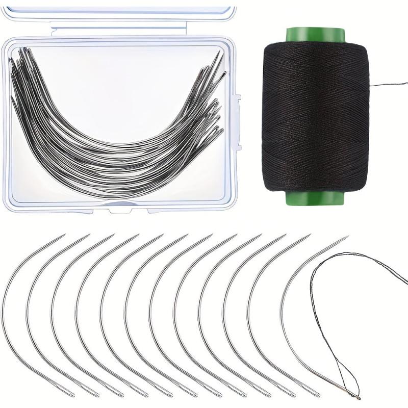 20 Wig C Curved Needles & 299.92m Thread Set for Professional Wig Making