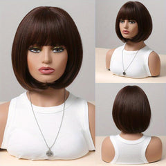 Short Blonde Bob Wig with Bangs 30-48 cm Synthetic Hair