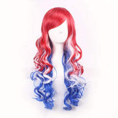 Colorful Long Curly Synthetic Wig With Bangs for Halloween Cosplay