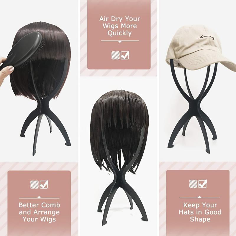 Solid Wigs Display Stand Portable Folding Hat Hairpiece Holder