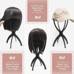 Solid Wigs Display Stand Portable Folding Hat Hairpiece Holder