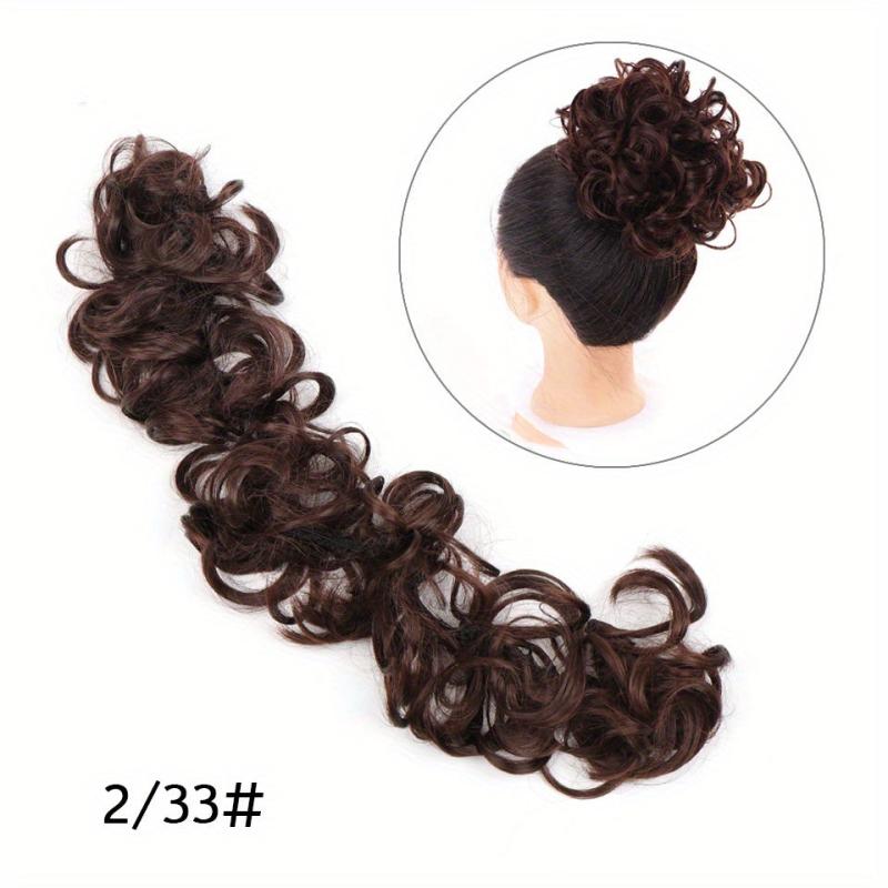 Wavy Hair Buns Hairpiece Brown for Women