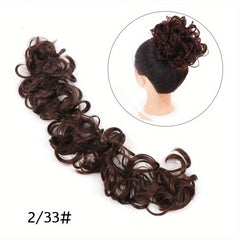 Wavy Hair Buns Hairpiece Brown for Women