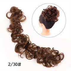 Wavy Hair Buns Hairpiece Brown for Women