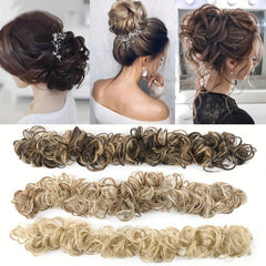 Wavy Hair Buns Hairpiece Brown for Women