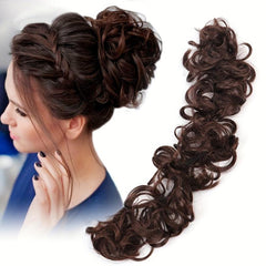 Wavy Hair Buns Hairpiece Brown for Women