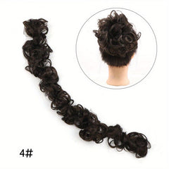Wavy Hair Buns Hairpiece Brown for Women