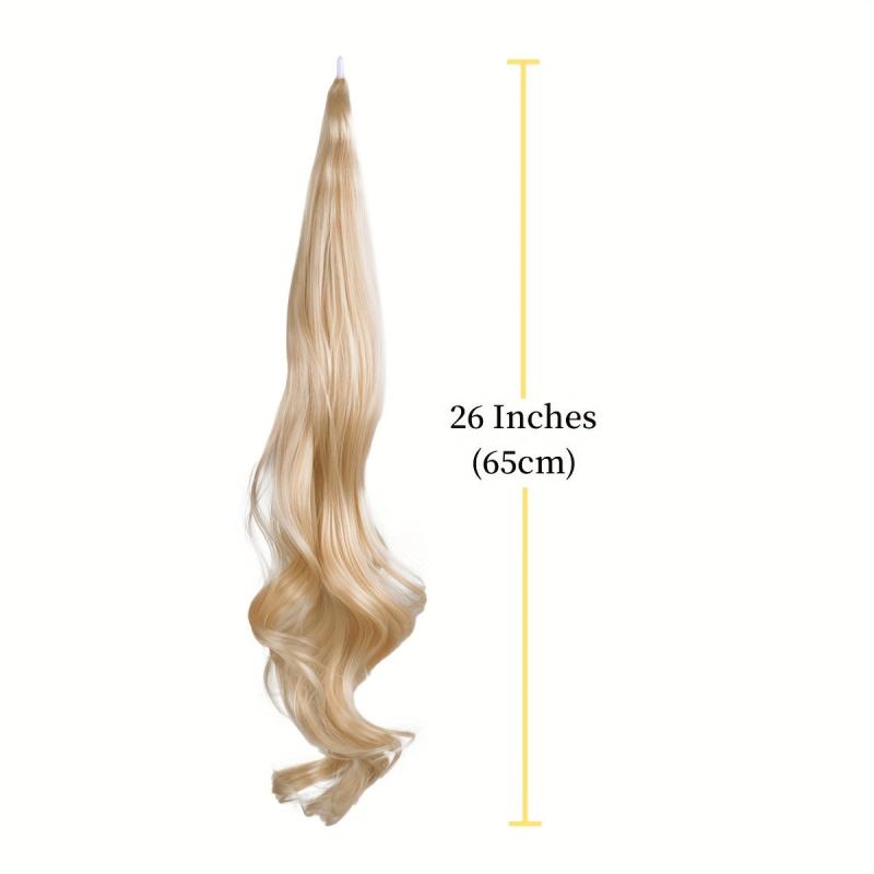 66cm Flexible Steel Wire Wrap Around Ponytail Blonde Loose Wave Hairpiece