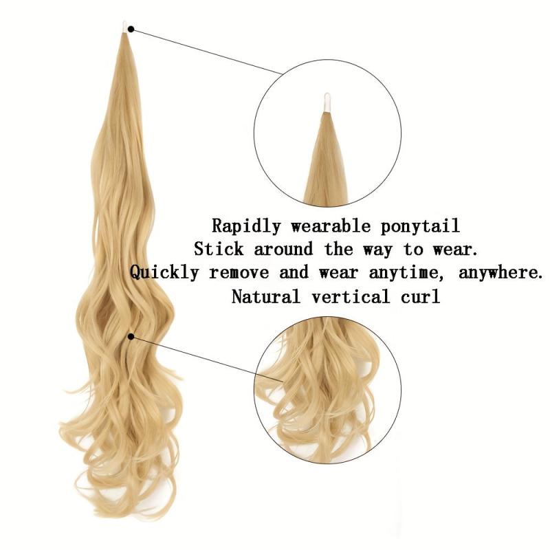 66cm Flexible Steel Wire Wrap Around Ponytail Blonde Loose Wave Hairpiece